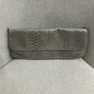 Elegant Gray Crocodile-Embossed Clutch